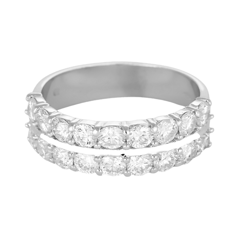 Bague 56 Bague double jonc en or gris et diamants 58 Facettes DV27556-3