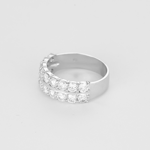 Bague 56 Bague double jonc en or gris et diamants 58 Facettes DV27556-3
