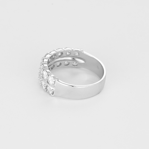 Bague 56 Bague double jonc en or gris et diamants 58 Facettes DV27556-3