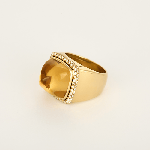 Bague 54 Fred Paris - Pain de Sucre - Moyen modèle - Bagueen or jaune et citrine 58 Facettes DV31019-1