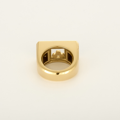 Bague CHOPARD- Happy diamond - Bague chevalière en or jaune et pavage diamants 58 Facettes DV28992-1-51-2