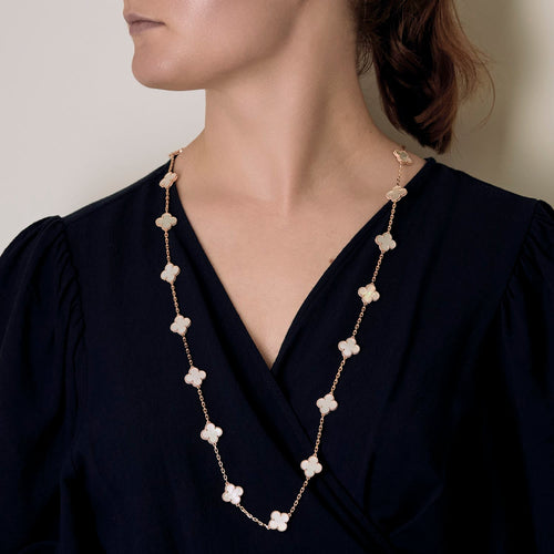 Van Cleef & Arpels - Vintage Alhambra - Sautoir 20 motifs or rose et nacre.