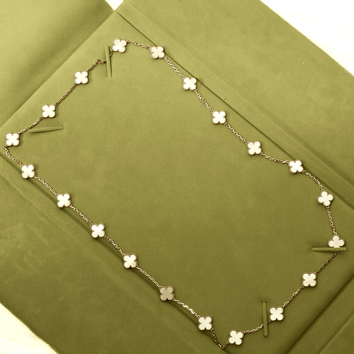 Van Cleef & Arpels - Vintage Alhambra - Sautoir 20 motifs or rose et nacre.