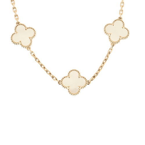 Collier Vintage Alhambra 10 motifs or rose et nacre
