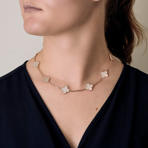 Collier Vintage Alhambra 10 motifs or rose et nacre