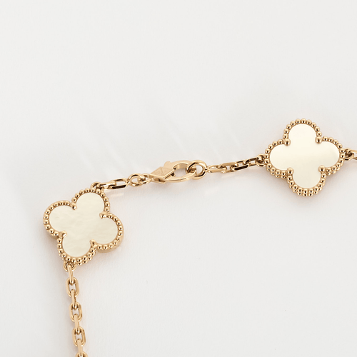 Collier Vintage Alhambra 10 motifs or rose et nacre