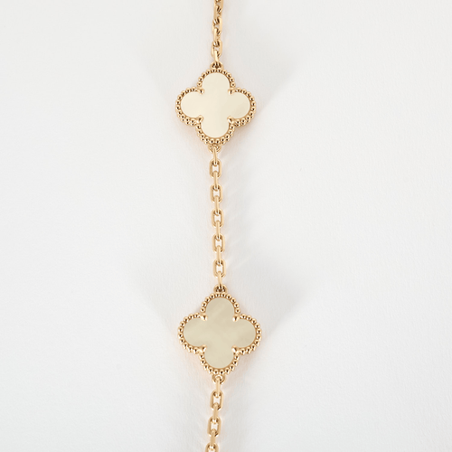 Collier Vintage Alhambra 10 motifs or rose et nacre