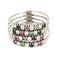 Bague harem en or gris 14K diamants, rubis et emeraudes