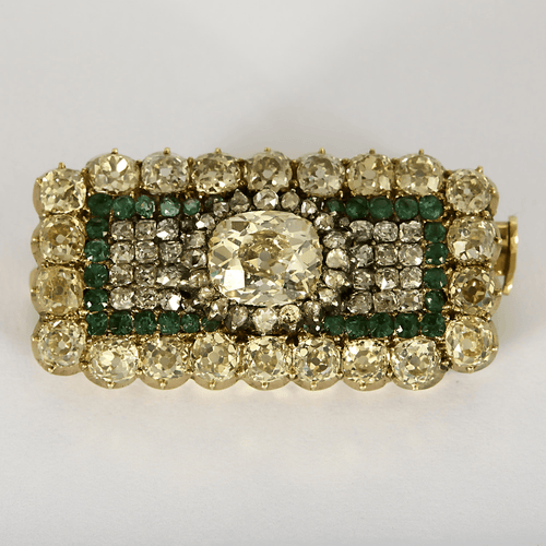 Broche en or jaune, diamants de taille ancienne, tourmaline 58 Facettes DV28005-1