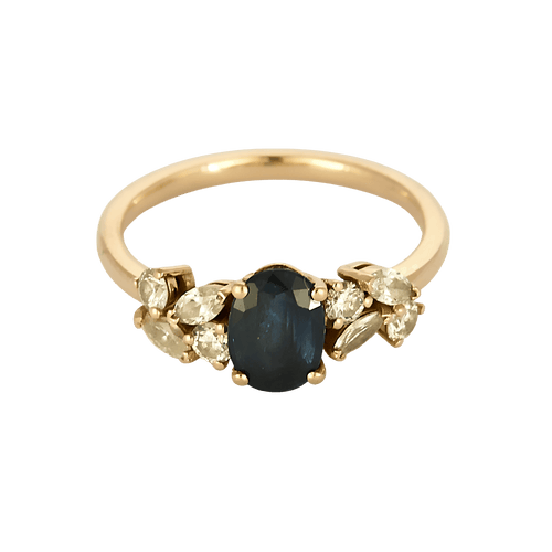 Elegante Bague, or rose, saphir et diamants