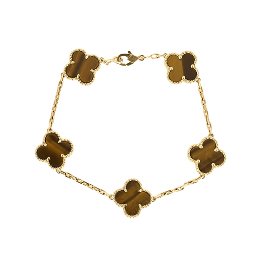 VAN CLEEF & ARPELS Bracelet Vintage Alhambra en Or jaune 18k Oeil de tigre