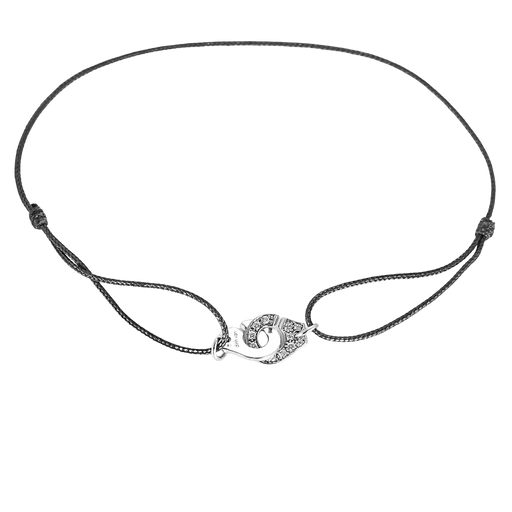 Bracelet DINH VAN - Menottes R8 - Bracelet cordon et or gris, diamants 58 Facettes DV31314-1