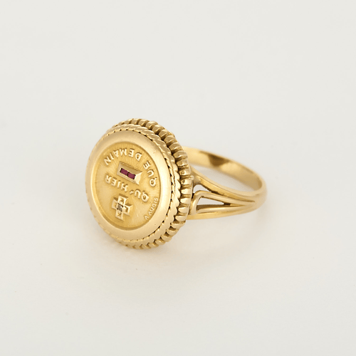 Bague 55 AUGIS- Bague sentimentale en or jaune et rubis de synthèse. 58 Facettes DV31212-4