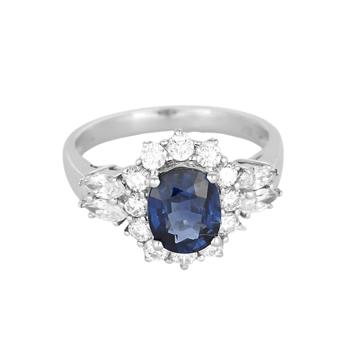 Bague Bague marguerite en or gris , saphir et diamants 58 Facettes DV16843-5-53-2
