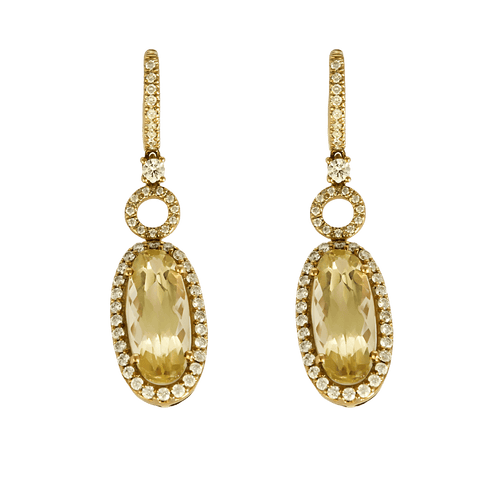 Boucles d'oreilles Paire de Pendants d'Oreilles en or jaune , quartz lemon et diamants 58 Facettes DV16843-23
