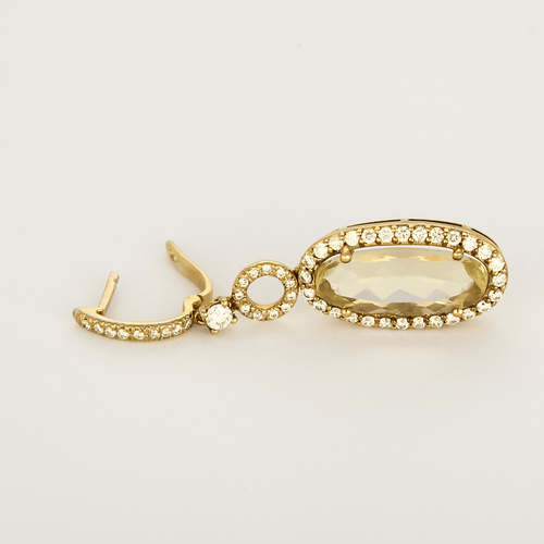 Boucles d'oreilles Paire de Pendants d'Oreilles en or jaune , quartz lemon et diamants 58 Facettes DV16843-23