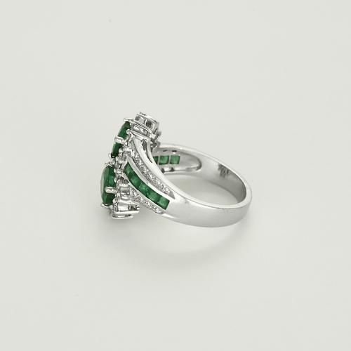 Bague 54 Bague "Toi et Moi" en or gris, diamants et émeraudes 58 Facettes DV26327-13-54-3