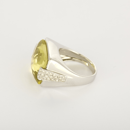 Bague Bague cocktail or 14K quartz lemon et diamants 58 Facettes DV16843-4-53-2