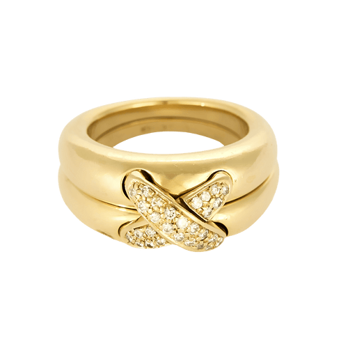 Bague 47.5 CHAUMET - Liens - Bague jonc en or jaune et diamants 58 Facettes DV31565-4