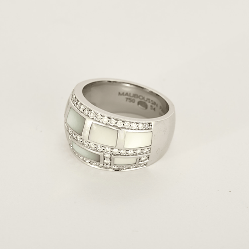 Bague 54 Other Bague en Or blanc 18k Diamant and Nacre 58 Facettes DV31569-2