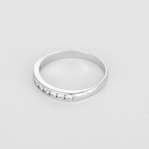 Bague 53.5 Demie-alliance en or blanc et diamants 58 Facettes DV31744-1