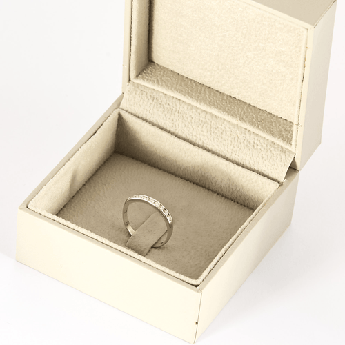 Bague 53.5 Demie-alliance en or blanc et diamants 58 Facettes DV31744-1