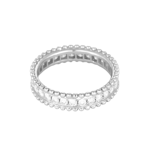 Bague 52 Van Cleef & Arpels - Perlée Diamants - Élégante bague en or blanc et diamants 58 Facettes DV31731-3