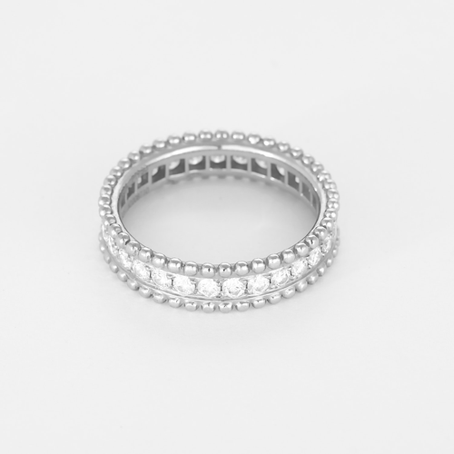 Bague 52 Van Cleef & Arpels - Perlée Diamants - Élégante bague en or blanc et diamants 58 Facettes DV31731-3