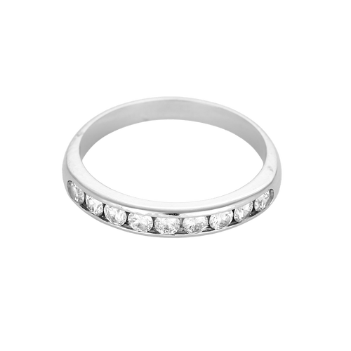 Bague 50 Élégante demie alliance en or blanc et diamants 0,45 carat 58 Facettes DV31286-5