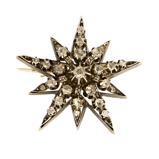 Broche Élégante broche d'époque Napoléon III en or rose doublée d'argent à motif d'étoile 58 Facettes DV31804-1