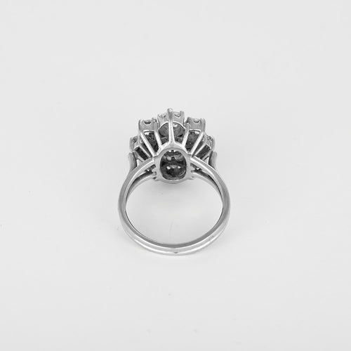 Bague marguerite or blanc et diamants : 1 carat environ