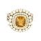 Bague en platine , citrine et diamants