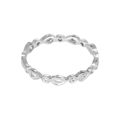 Bague 52 Alliance en or blanc et diamants 58 Facettes DV31817-1