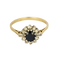 Bague marguerite en or jaune, or blanc, saphir et diamants