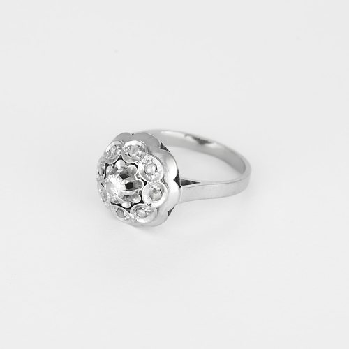 Other Bague en Or blanc 18k Diamant et diamants taillés en rose