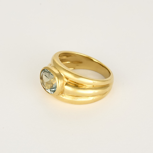 Bague en Or jaune 18k Aquamarine