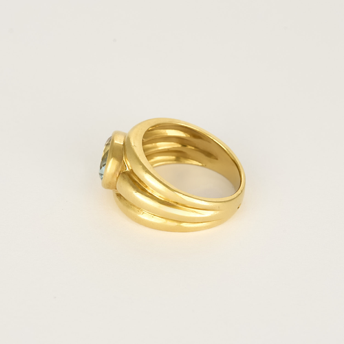 Bague en Or jaune 18k Aquamarine