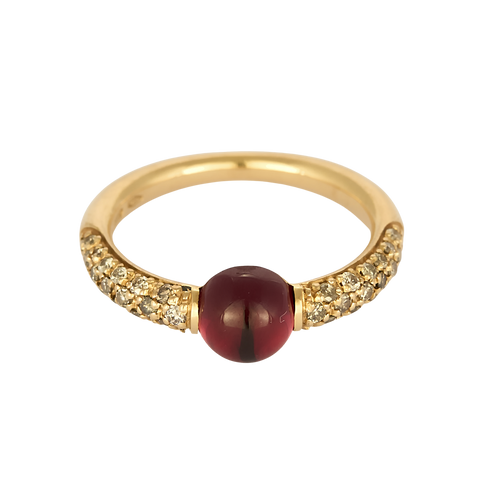 Pomellato - M'ama non M'ama - Bague jonc en or rose, tourmaline et diamants bruns : 0,35 carat