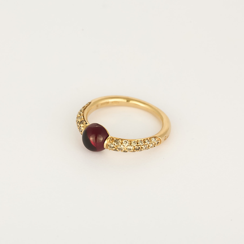 Pomellato - M'ama non M'ama - Bague jonc en or rose, tourmaline et diamants bruns : 0,35 carat