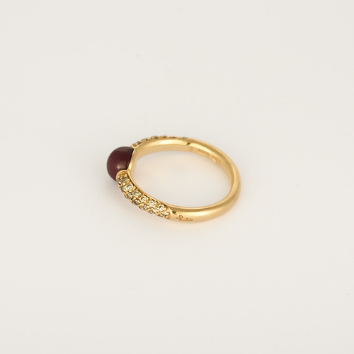 Pomellato - M'ama non M'ama - Bague jonc en or rose, tourmaline et diamants bruns : 0,35 carat