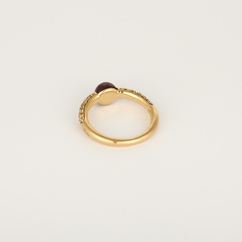 Pomellato - M'ama non M'ama - Bague jonc en or rose, tourmaline et diamants bruns : 0,35 carat