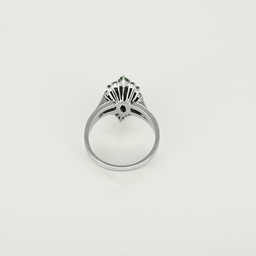 Bague en Or blanc 18k Diamant and Emeraude
