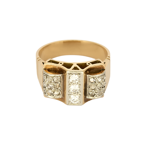 Bague Or jaune 18k et Platine Diamant