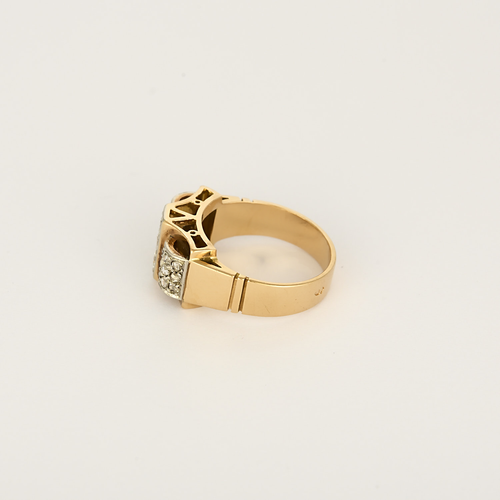 Bague Or jaune 18k et Platine Diamant