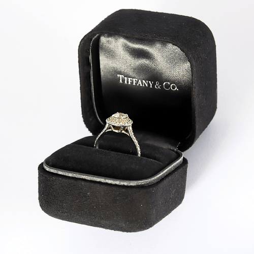 Bague 51 TIFFANY - SOLESTE - Bague Platine et Or blanc 18k Diamant 58 Facettes DV32035-1