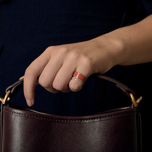Repossi Bague Berbere Chromatic laque rouge, or rose 18k et diamants