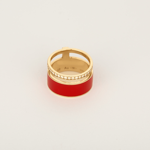 Repossi Bague Berbere Chromatic laque rouge, or rose 18k et diamants