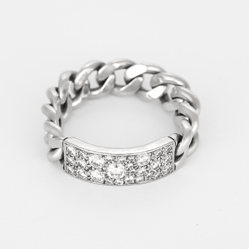 Bague 54 Dior - Bague souple gourmette or blanc et diamants 58 Facettes DV31405-1