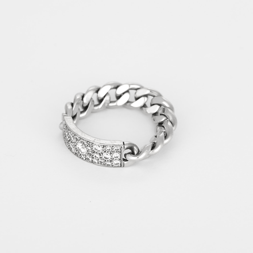 Bague 54 Dior - Bague souple gourmette or blanc et diamants 58 Facettes DV31405-1