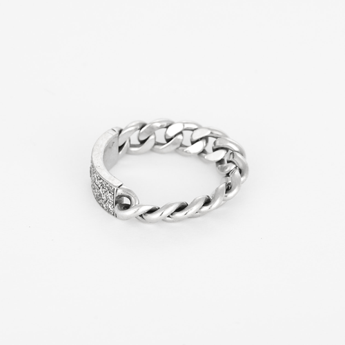 Bague 54 Dior - Bague souple gourmette or blanc et diamants 58 Facettes DV31405-1